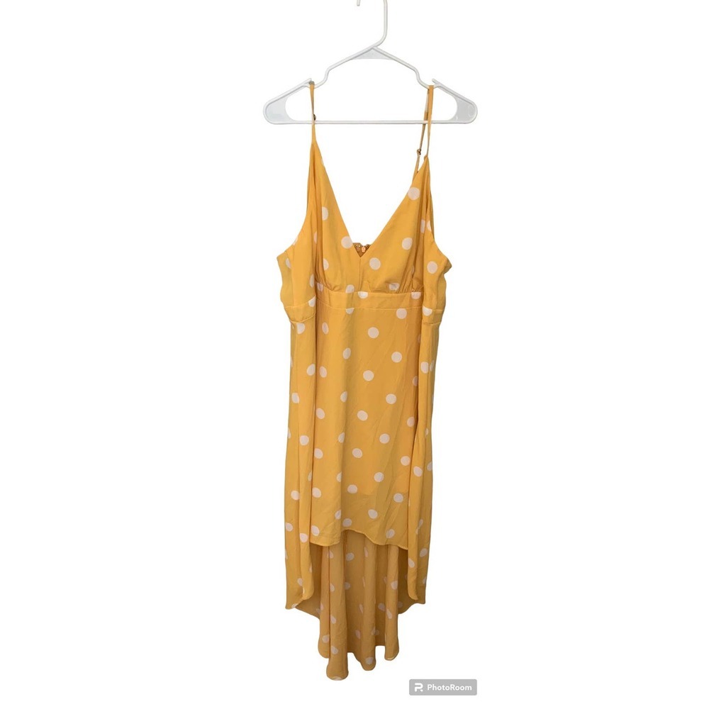 Forever 21 yellow polka dot spaghetti Hugh low dress size 3X